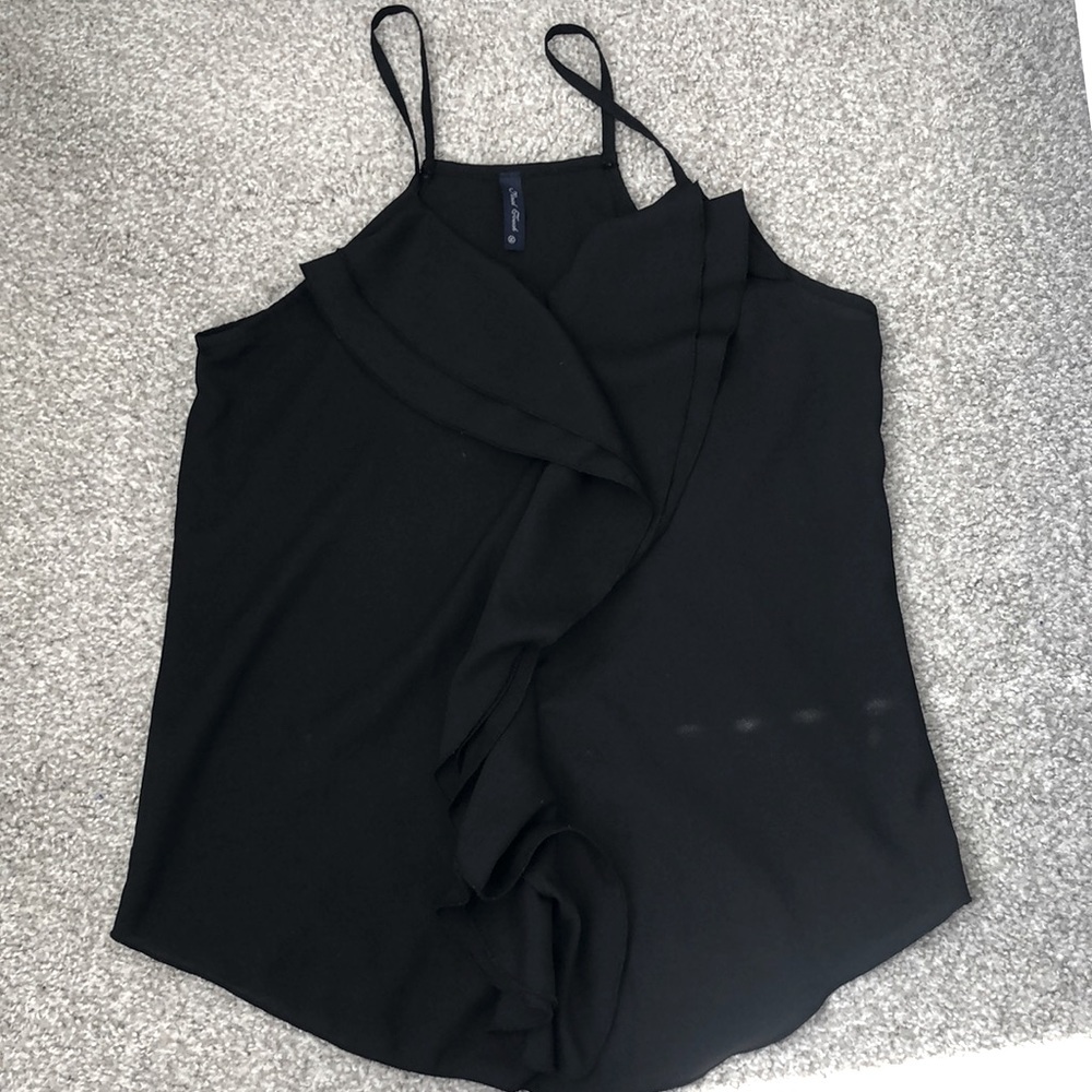 Black blouse with ruffle down the front